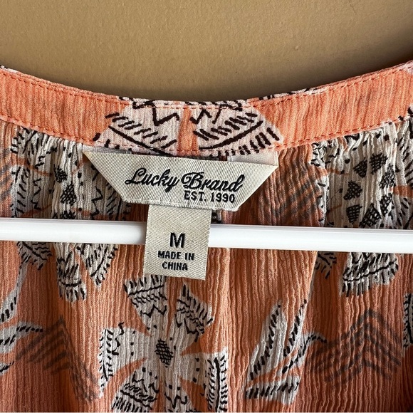 Lucky Brand Sheer Floral Long Sleeve Blouse - Size M - Boho Lightweight - Picture 3 of 4